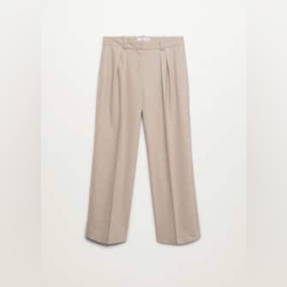 Mango Tan Wide-Leg Trousers